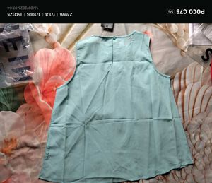 Casual Light Blue Sleeveless Top
