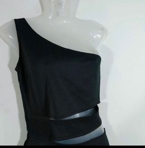 DATE PERFECT Black Chic One-Shoulder Mini Dress