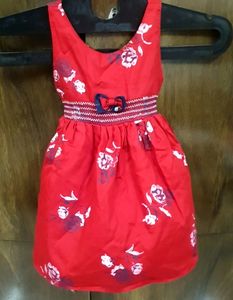 Rarely Used Red Cotton Frock 12 To 18 Month Baby