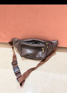 set of 2 Brown & black Faux Leather Fanny Pack