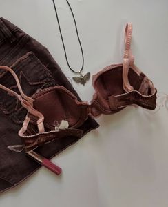brown lacy bra