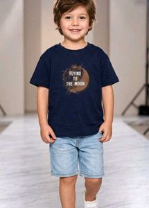 Navy Blue "Flying to the Moon" Graphic T-Shirt