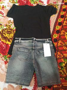 Cute T-shirt with Denim Shorts