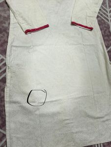 White Kurta with Embroidered Neckline