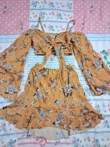 Floral Off-Shoulder Crop Top & Skirt Set