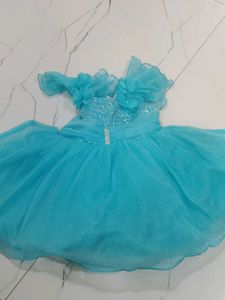 Cute Blue Flower Girl Dress