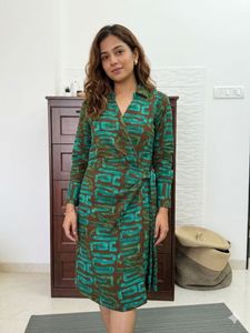 Stylish Brown dress with Abstract Print