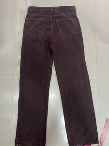 Brown Wide Leg Denim Jeans