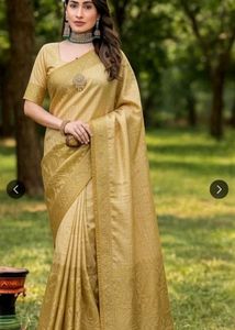 Elegant Golden Cotton Silk Saree
