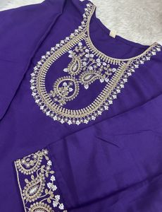 Purple Embroidered Kurta Set totally new