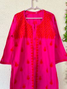 Vibrant Pink Embroidered Kurta