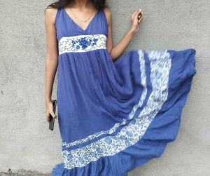 Bohemian Blue Maxi Dress