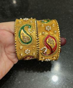 Vintage Gold-Tone Peacock Bangles
