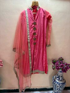 Pink Ethnic Kurta with Dupatta and pant