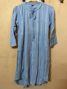 Light Blue Tie-Neck Kurta