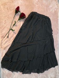 Chic Polka Dot Tiered Midi Skirt