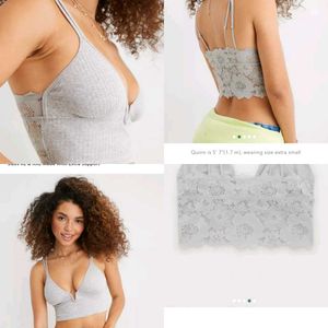 Gray Lace Trim Bralette