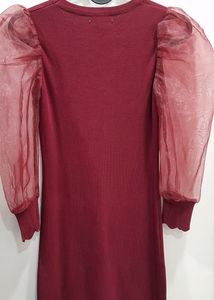 Maroon Body control Party Dress