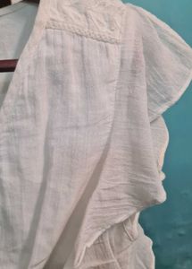 White V-Neck Flutter Sleeve Top