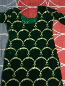 Green Velvet Kurti