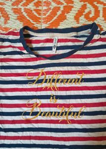 Lee Cooper Striped T-Shirt with Gold Text