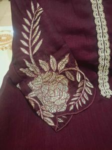 Elegant Embroidered Maroon Kurta Sets