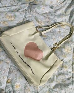 Cute Cream Heart Tote Bag