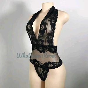 Lace Trimmed Black Bodysuit