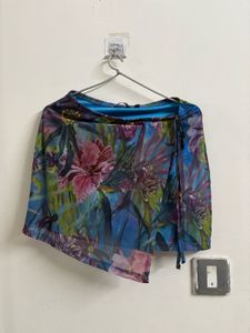 Vibrant Floral Print Asymmetrical Skirt