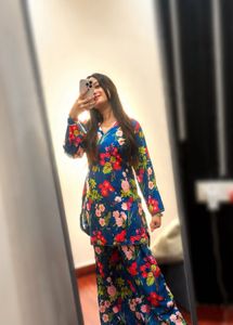 Vibrant Floral Print Kurta Set