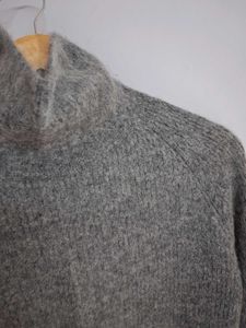 Grey Turtleneck Bell Sleeve Sweater