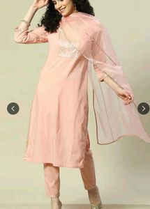 Rangriti Striped Thread Work Kurta with Palazzos &amp;