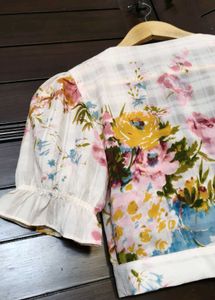 Madame Floral Print Tie-Front Cropped Shrug