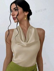 savana Satin Cowl Neck Halter Top