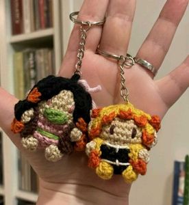 Nezuko and zenitsu crochet couple keychain