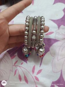 Boho Silver Jhumka Bangles