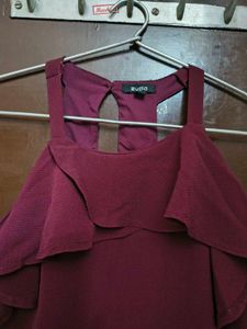 Maroon Ruffle Strap Dress for 13-15 year old girl