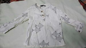 Stylish White Fish Print Kurta for your baby (0-6)