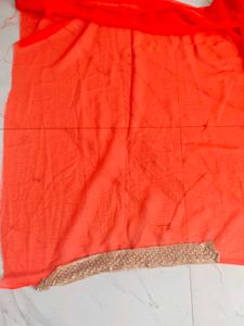 Stunning Orange Embroidered Saree