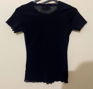 Vintage Mesh &amp; Grey button Tops(Combo)
