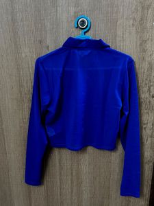 Royal Blue Cropped Collared Shirt