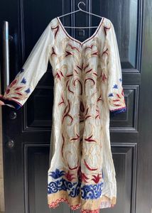 Applique embroidery with hand work kurta