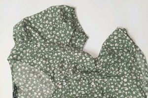 Green Floral Puff Sleeve Top shirt