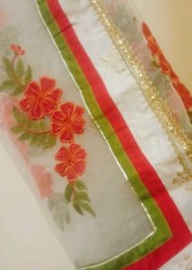 Handloom Chanderi Embroidery Net Dupatta