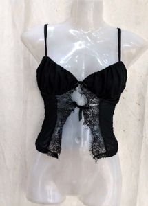 Sheer Lace Bow Detail Cami Top