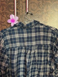 Chic Plaid Shirt with Floral Embroidery