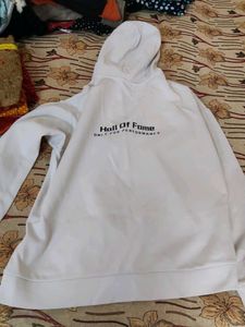 Mens White Zip-Up Hoodie L