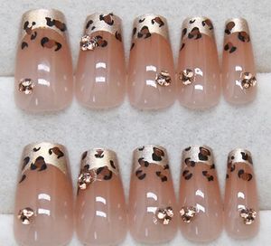 Leopard Print Rhinestone Press-On Nails