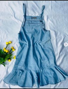 Denim Ruffle Overall Dress