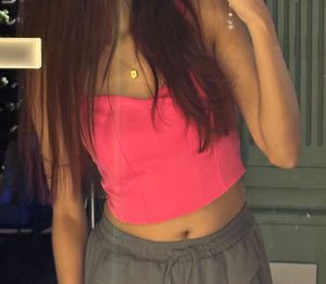 pink crop top